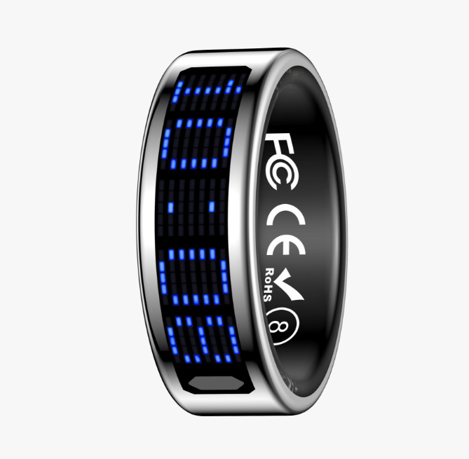 Anillo inteligente con pantalla sr08, monitor de frecuencia cardíaca, oxígeno en sangre, ejercicio, sueño, monitorización de salud, anillo inteligente para ver TikTok