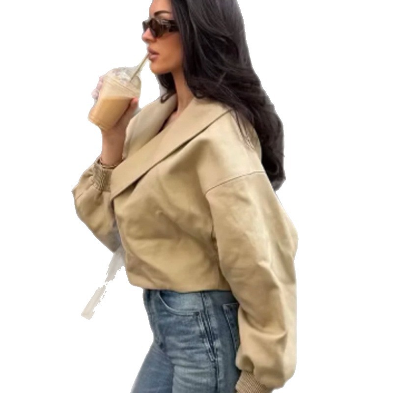 Chaqueta Corta de Manga Larga con Solapa de Poliéster, con Capucha y Bolsillos, para Uso Diario image 6