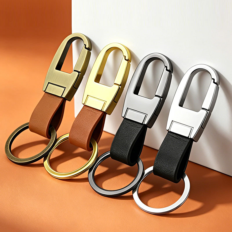 Creativa hebilla de cintura de cuero genuino llavero de metal personalizado moda Simple hebilla de cintura de los hombres llave del coche anti-perdido pequeño regalo