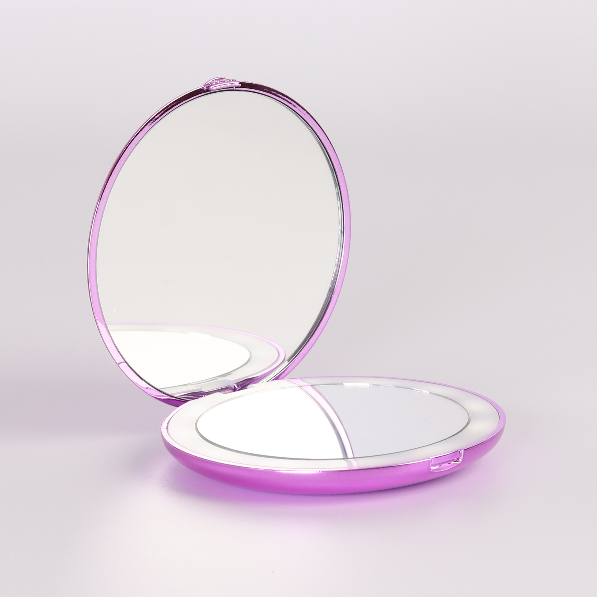 随身便携折叠led化妆镜发光镜子 礼品圆形放大手持led化妆镜带灯-阿里巴巴