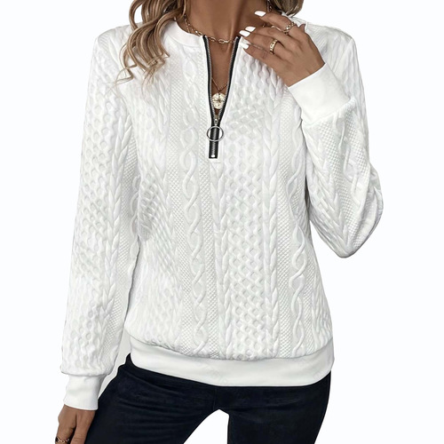 Women's Autumn/Winter Fleece Hoodie with Zipper, Women's Pullover Hoodie, Women's Outerwear Cardigan