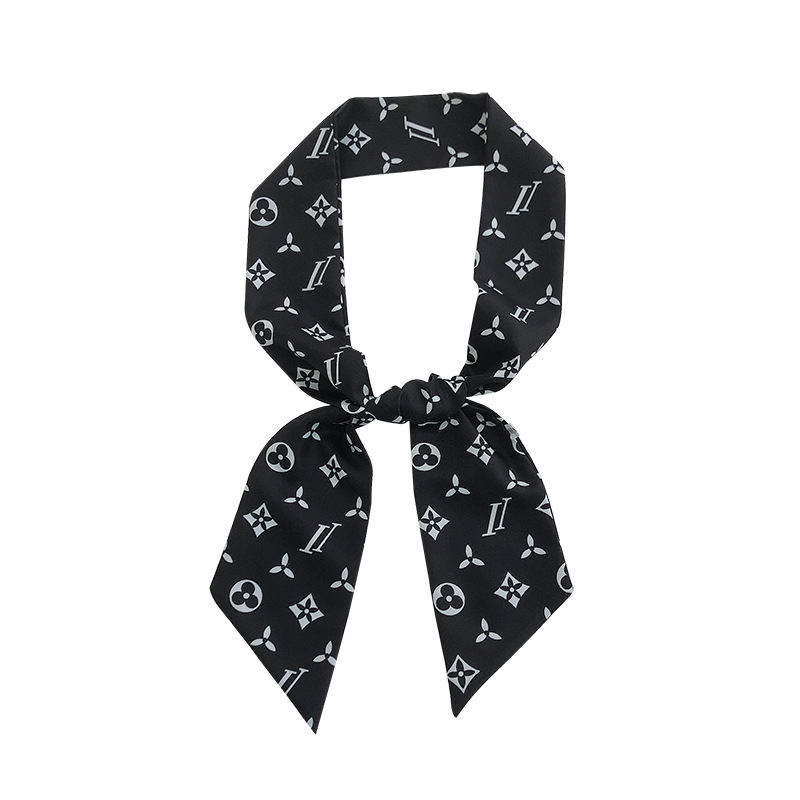 Corea del Sur delgada bufandas de seda larga y estrecha bufandas de correa flotante francesa impresión de mujer correa de cabello vinculante estilo sen simple accesorios de cabello retro