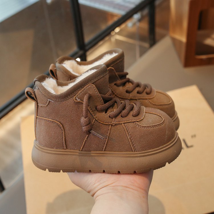 Girls' Snow Boots 2025 Winter New Children's Cotton Shoes Kapibara Big Toe Fleece Lined Thickened Parent-Child Loafers_voghion.com