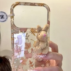 可爱立体毛绒兔适用iPhone17PROMAX手机壳新款16/15/14女款13/12