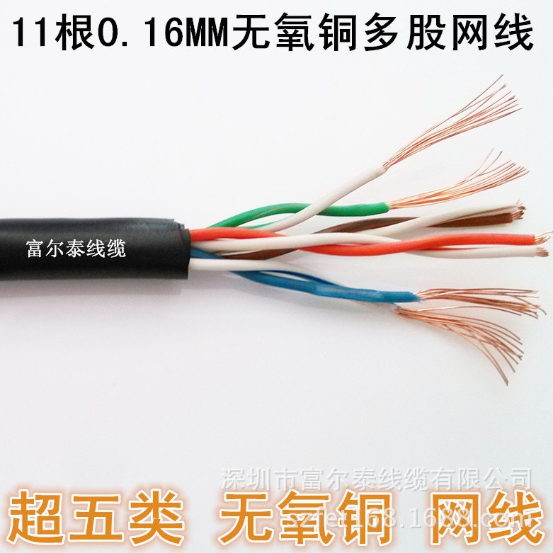 深圳厂家批发供应超五类非屏蔽7*0.18mm多股纯铜 CAT 5E24AWG网线