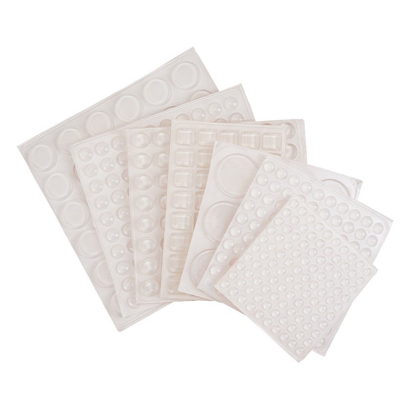 Fábrica en stock de silicona transparente anti-colisión grano pie estera adhesivo de una sola cara puerta del gabinete y la ventana silenciador amortiguador antideslizante