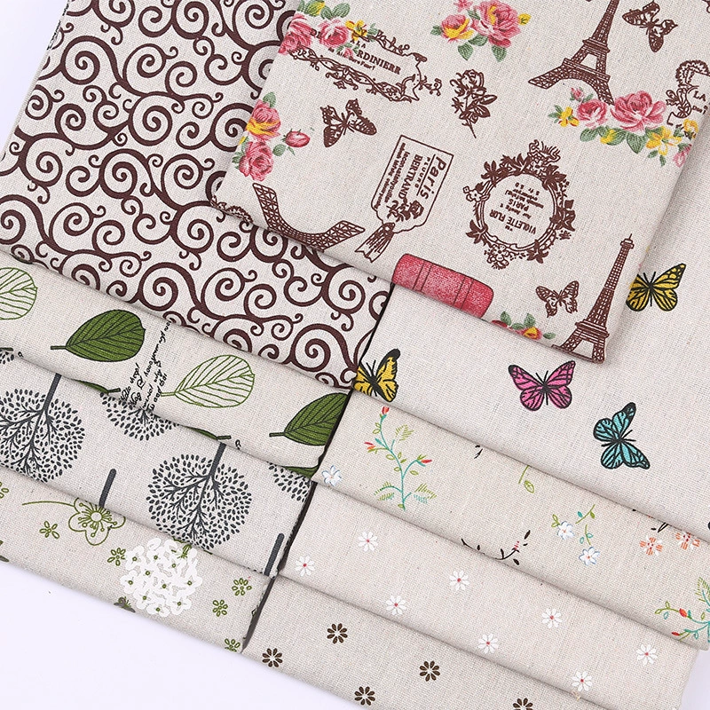 Обработанные хлопчатобумажные и льняные ткани с принтом, ткани для ручной работы своими руками, скатерти на заказ, диваны, льняные ткани.