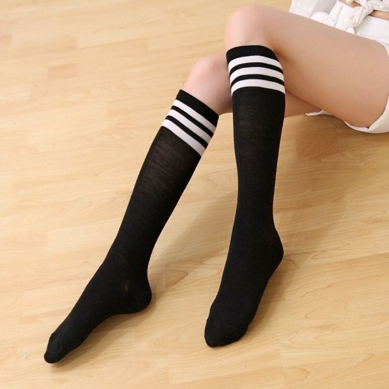 Three-Stripe Calf Socks Jk Uniform College Style Knee-High Socks Sports Event Socks Zhuji Sweat-Absorbent Quick-Dry