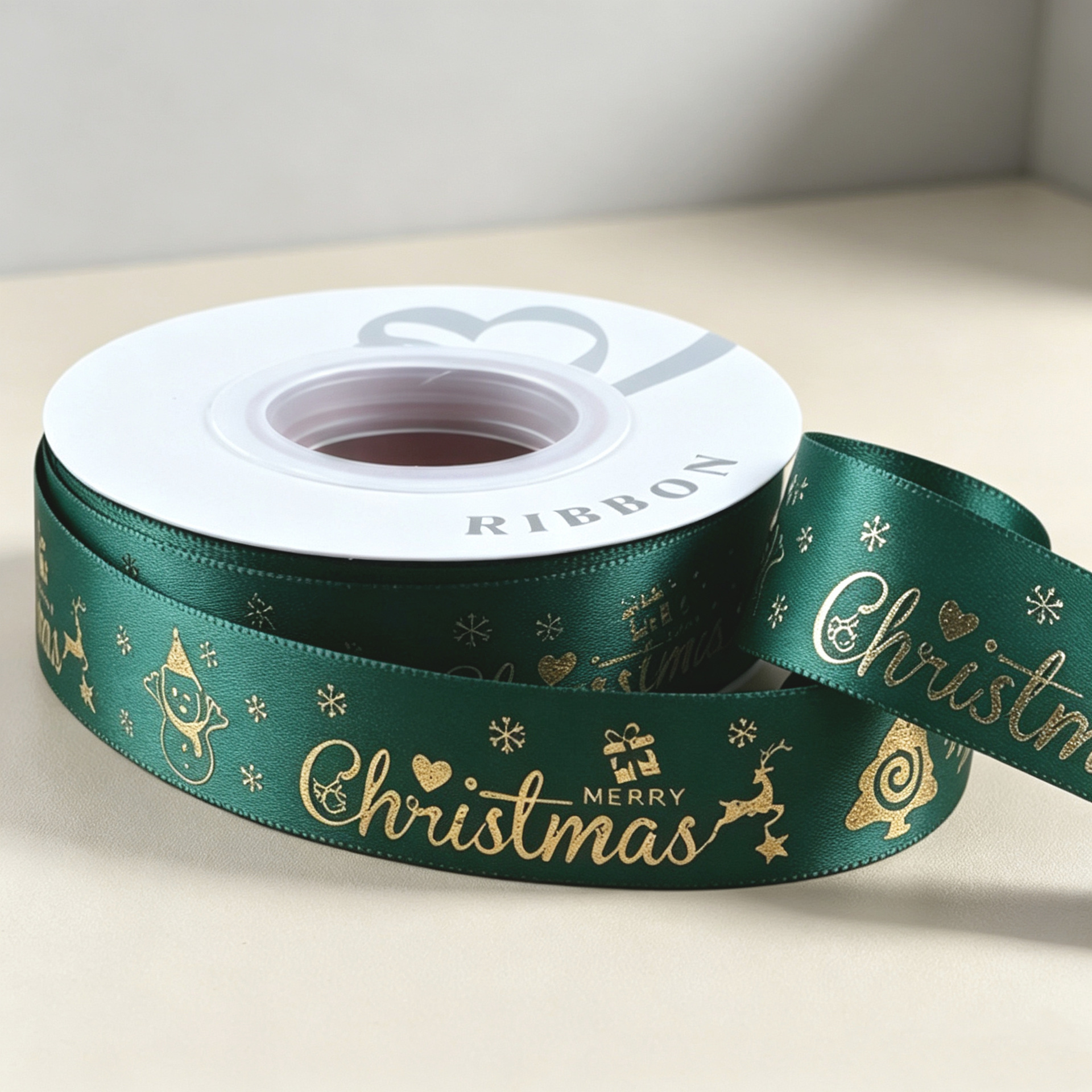 2.5cm poliéster con estampado regalos de Navidad regalo caja de regalo embalaje cinta decoración de Navidad cinta DIY