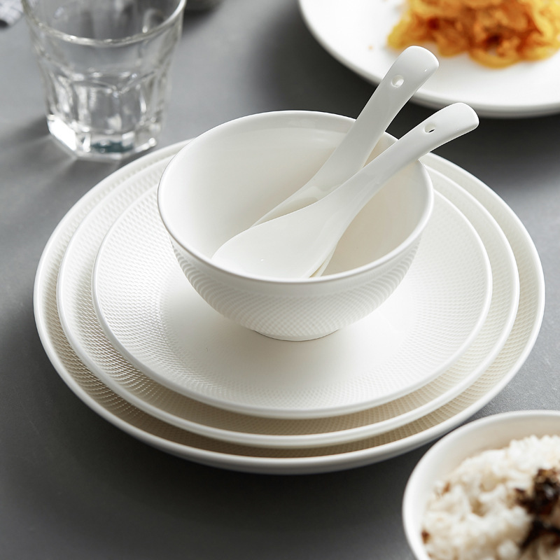2025 New Ceramic Tableware Set, Particularly Beautiful, High-End, and Aesthetically Pleasing, Exquisite White Bowl and Plate Set for Home Use