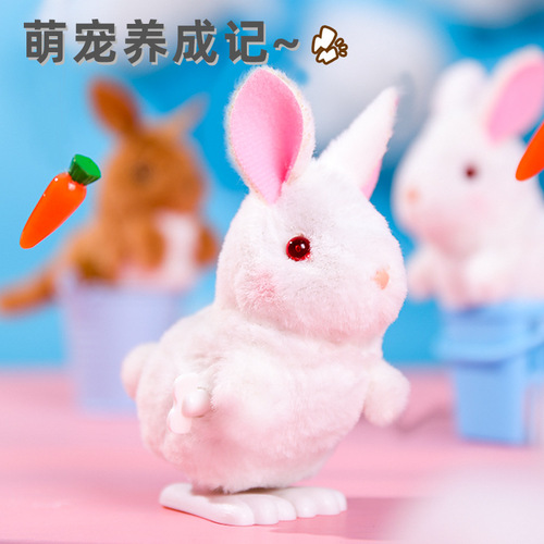 Lejier wind-up toy little yellow chicken plush jumping duck rabbit kangaroo wind-up small animal kindergarten gift