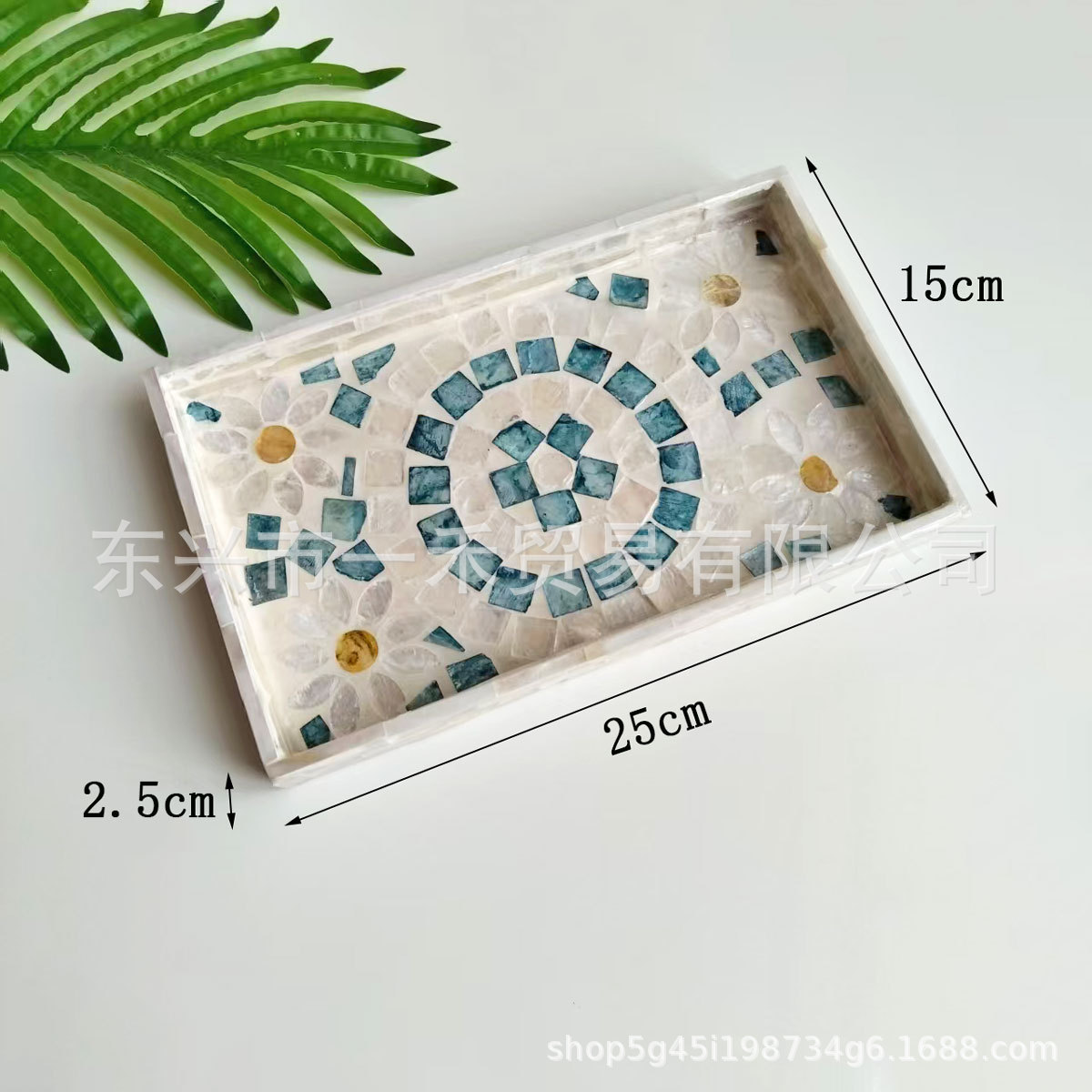 작은 전체 조개 파란색 사각형 트레이 25*15*2.5cm