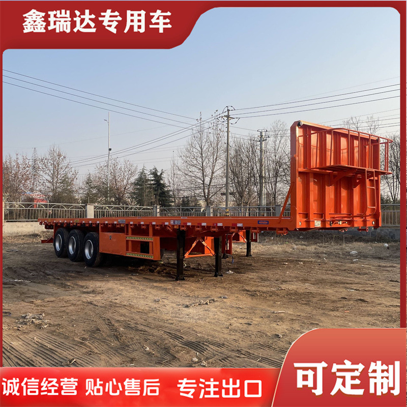 Export Heavy-Duty 40-Foot Container Transport Trailer, Durable 13m Container Flatbed Semi-Trailer