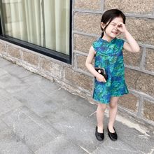 2022夏季新款童装一件代发 女童复古改良立领旗袍 花朵气质旗袍