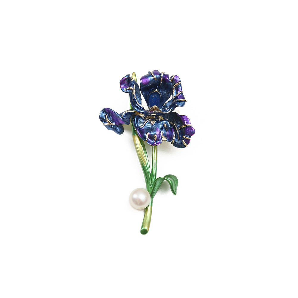 Elegant simulation blooming tulip brooch high imitation pearl handmade enamel versatile clothing women's pin accessories corsage