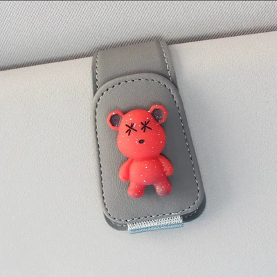 multifunctional car glasses clip – Car Glasses Clip/Bill Clip - dark-gray-red-bear
