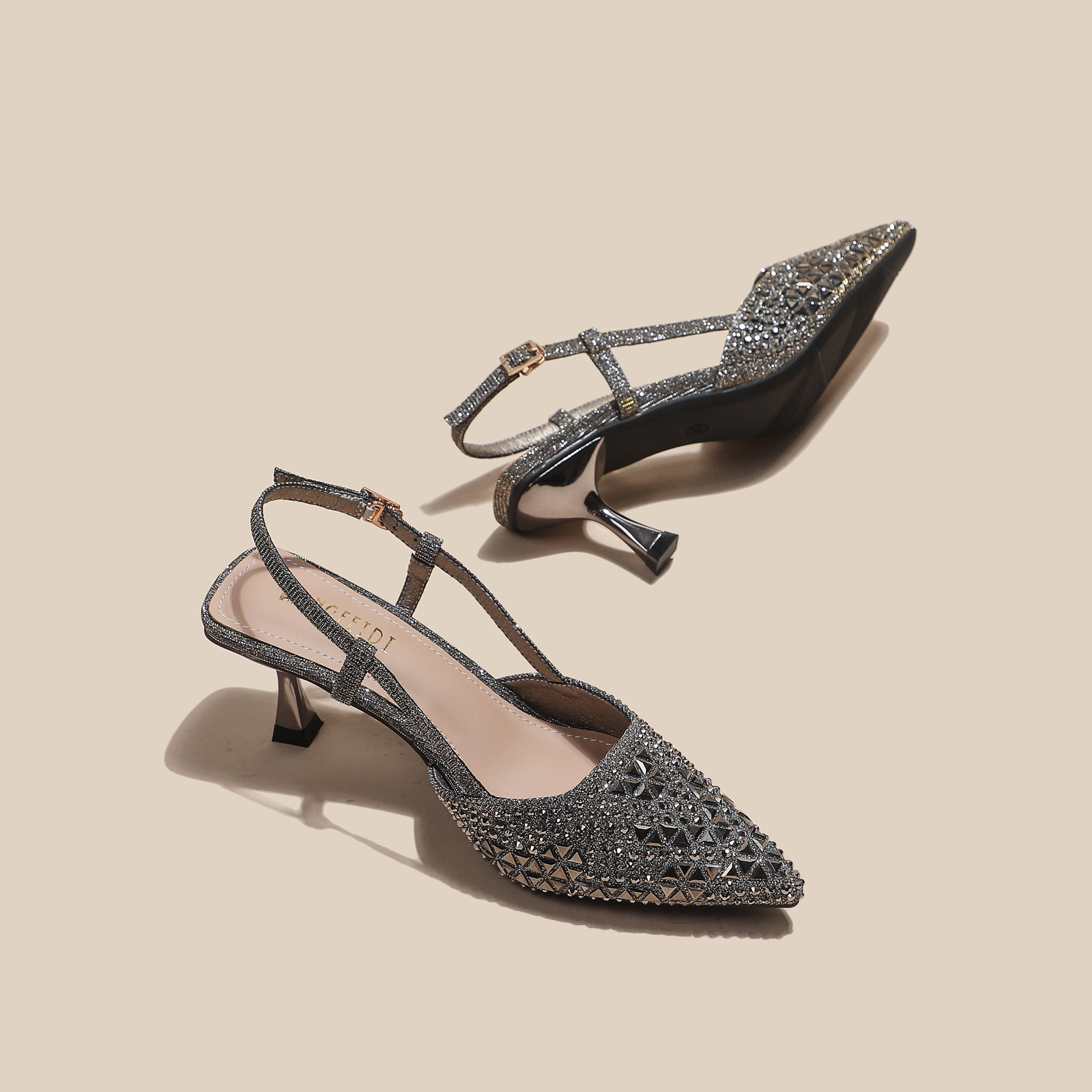 Sandalias de tacón alto francesas para mujeres 2024 nueva cabeza afilada hada Feng Shui tacones delgados con un temperamento de tacones altos image 7