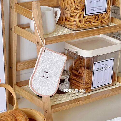 Handmade Ins-style ancient Chinese style rattan cream double-layer desktop shelf for dormitory bedroom office kitchen cup holder