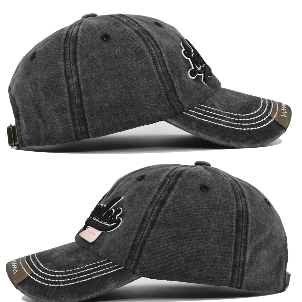 Cappello da baseball Los Angeles con visiera parasole, ricamato in 3D con lingua d'anatra e lavato, con vecchie grondaie curve_voghion.com