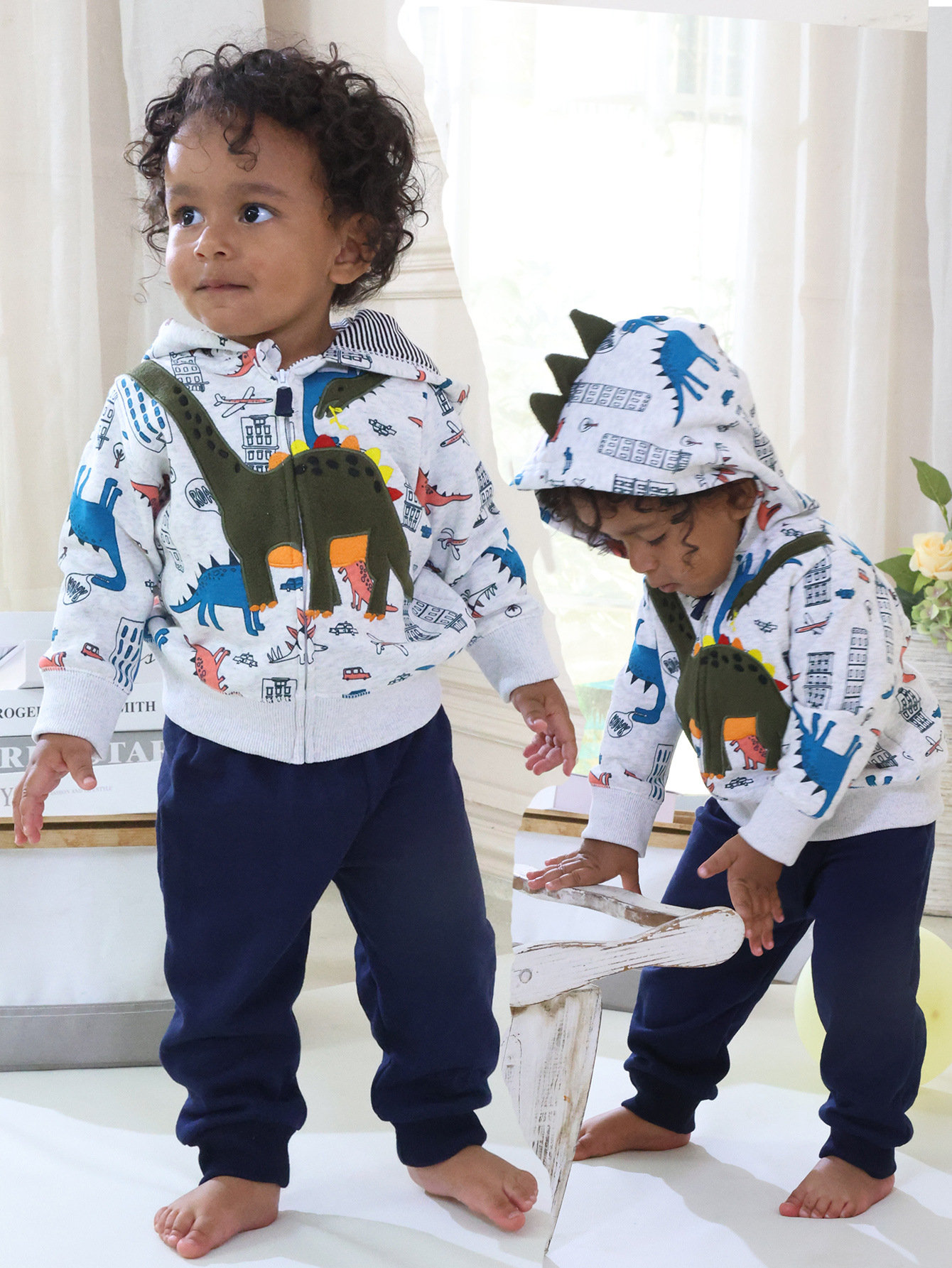Comercio exterior europeo y americano ropa para niños primavera y otoño material de suéter de dos piezas para niños suéter con capucha ropa para bebés ropa para niños al por mayor