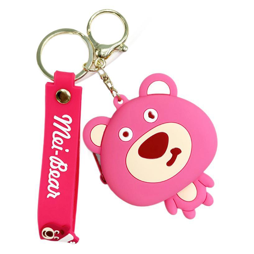Super lindo Sanliou pareja de almacenamiento bolso de cambio llavero lindo monedero de fresa oso colgante bolso de llaves de chicas