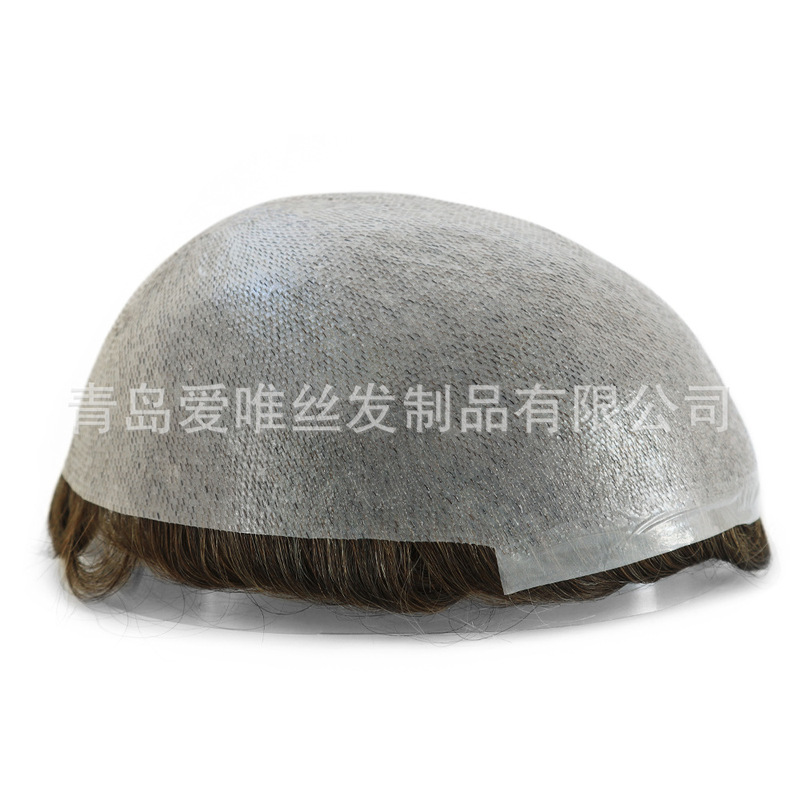 Men's Wig Thin Skin V Needle 0.03-0.04mm Real Human Hair Block Qingdao Factory