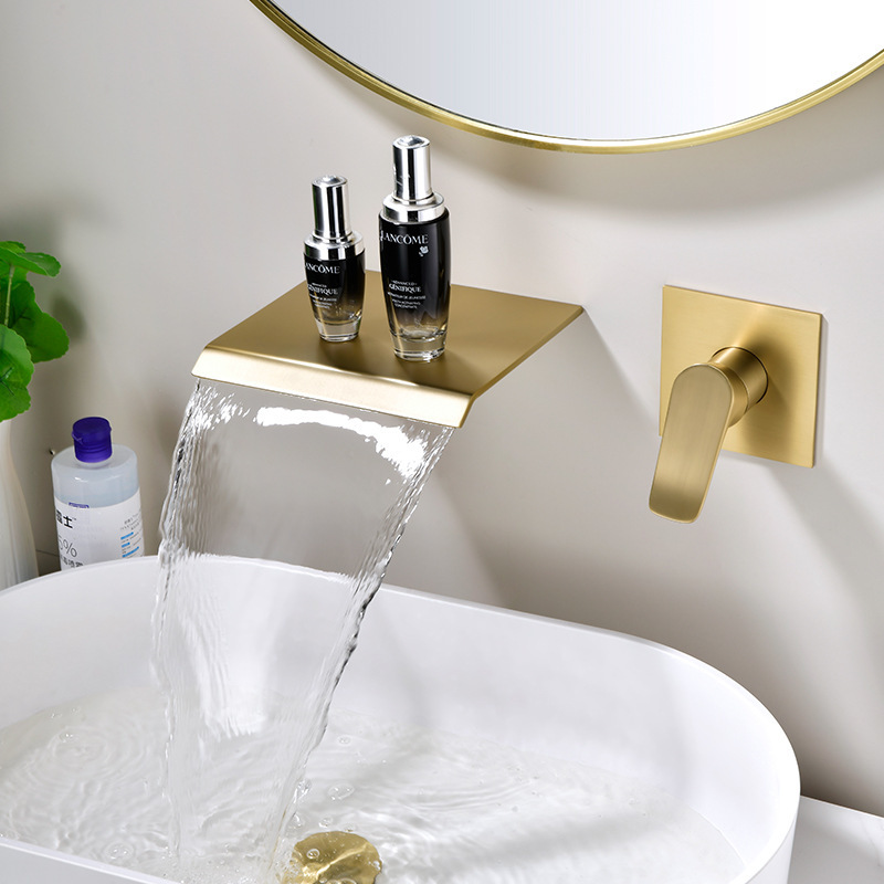 Lesun Cross-Border Wall-Mounted Basin Waterfall Faucet Bathroom Bathtub Faucet Waterfall