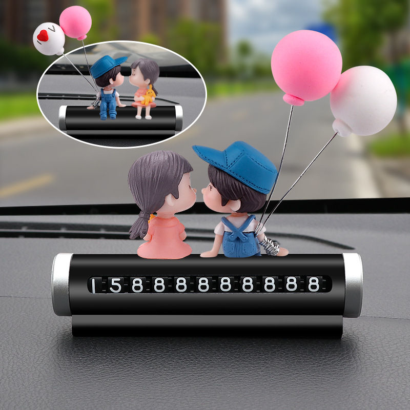 Matrículas de estacionamiento temporal de automóviles, decoraciones interiores de automóviles, personalidad linda, suministros creativos para automóviles, placas de teléfono de automóviles móviles