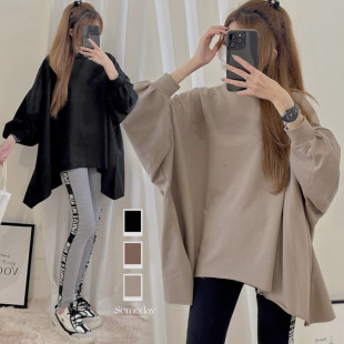 Spring and Autumn Loose Women's Casual Slimming Irregular Women's Sweat Clothes Dopamine plus size Top for Free Shipping