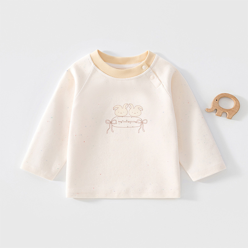 Baby Spring and Autumn Comfortable Cotton Printed Top Infant Grade A Pure Cotton Seamless Long-Sleeved Base Layer