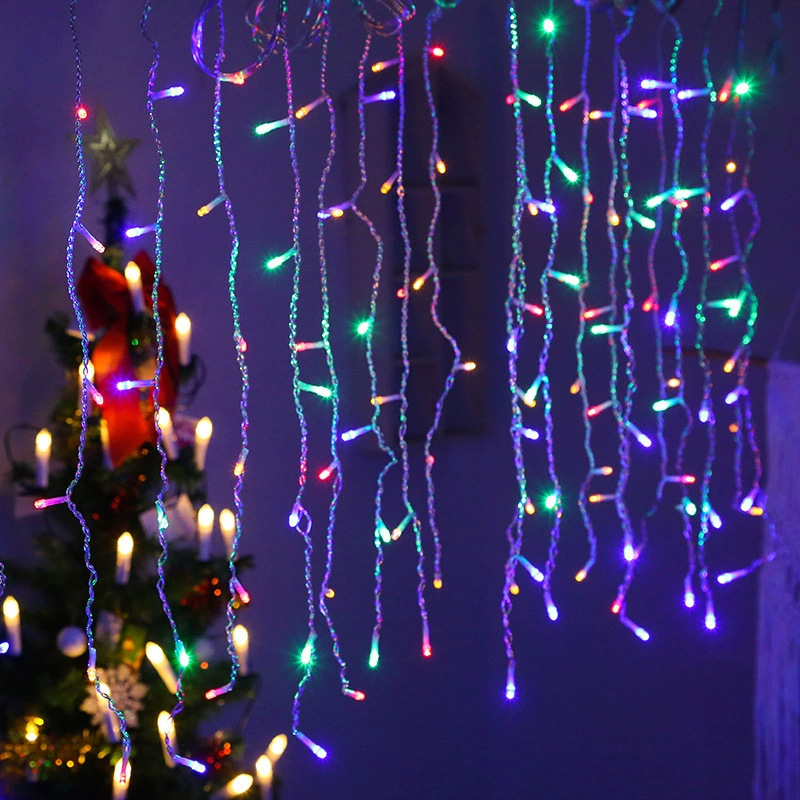 LED luz de cortina impermeable decoración interior y exterior gypsophila luz de tira de hielo decoración navideña luz de ambiente luz de cortina de cadena