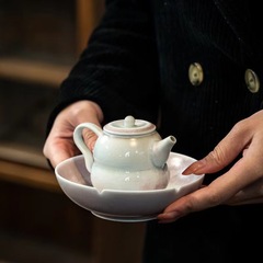 Pink and White Glazed Pottery Handmade Teapot Chinese Gongfu Tea Set Small Tea Pot Home Use Tea Infusing Ball Hole Tea Pot