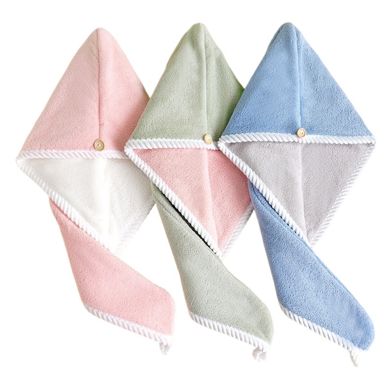 Dry Hair Cap Type A, Thickened, Super Absorbent, Double-Layer Towel Shower Cap for Women, Coral Fleece Hair Towel Wholesale Logo