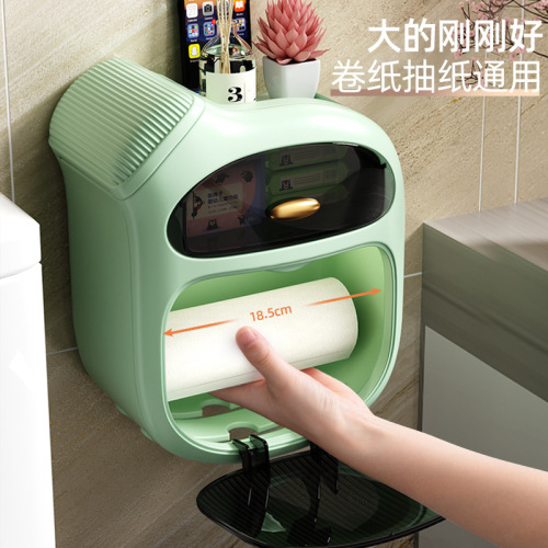 Bathroom tissue box, toilet paper, toilet paper roll box, toilet paper storage rack, paper towel holder, wall-mounted, no punching