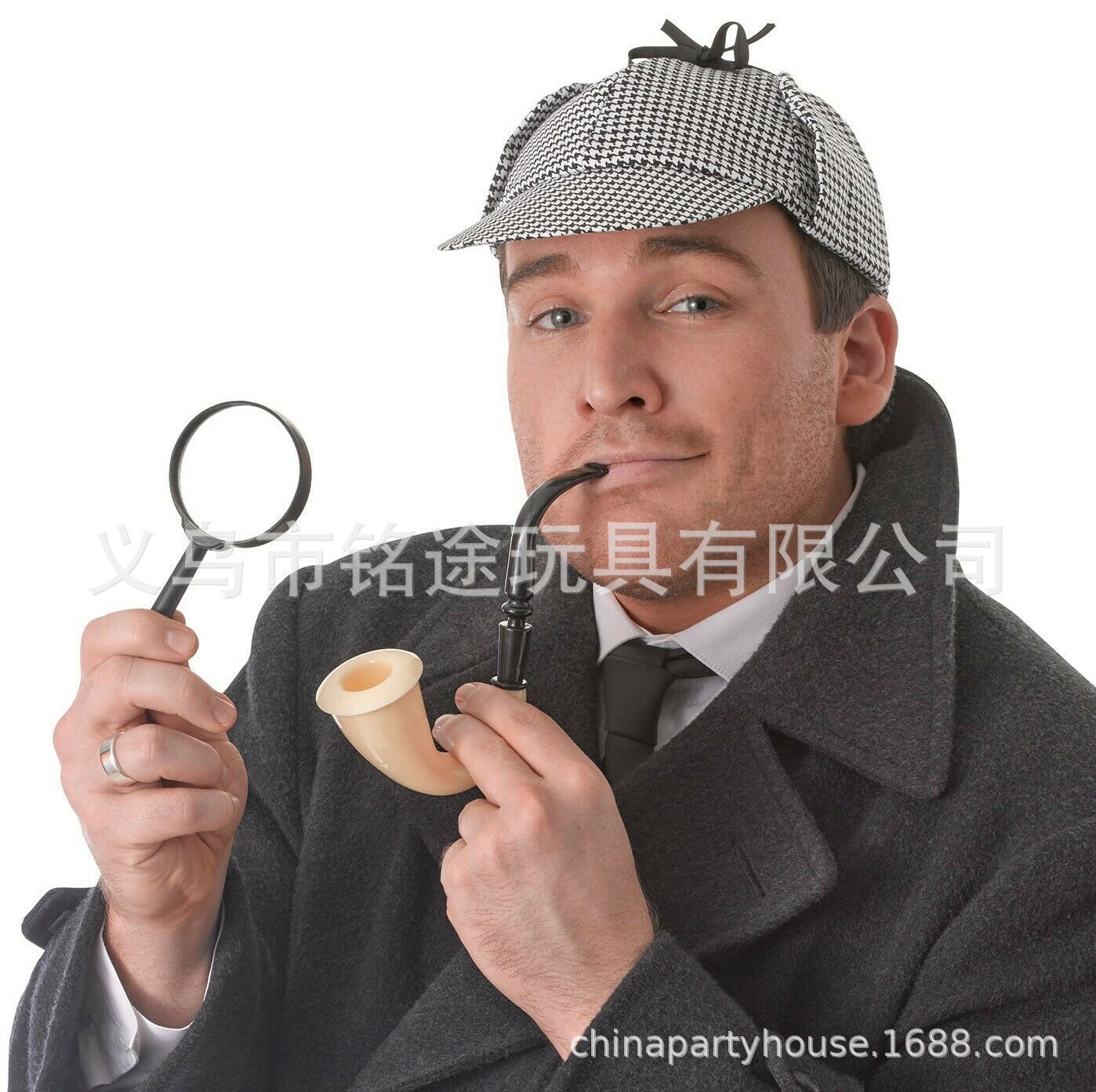 Halloween perform prop simulation Plastic pipe Sherlock Holmes cosplay suit role Dress up suit