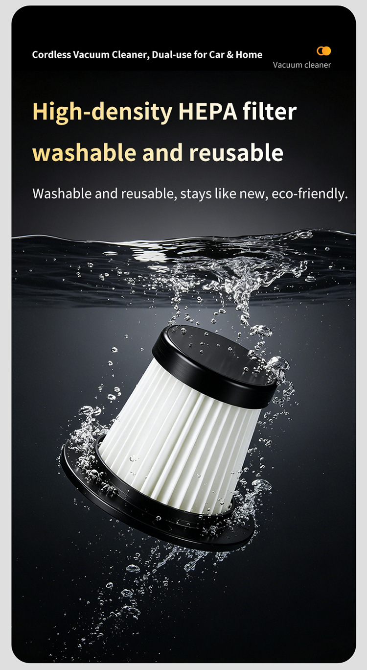 Car-mounted vacuum cleaner for cross-border use, long-lasting battery life, convenient cleaning and dust removal device, rechargeable handheld vacuum cleaner for home and car use