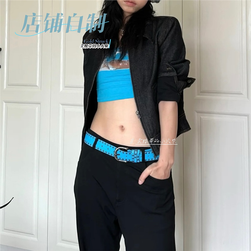 Yabi Youth 90s Millennium Y2K Spice Girls Punk Style Rivet Belt American Style Retro All-match Pin Buckle Distinctive Belt