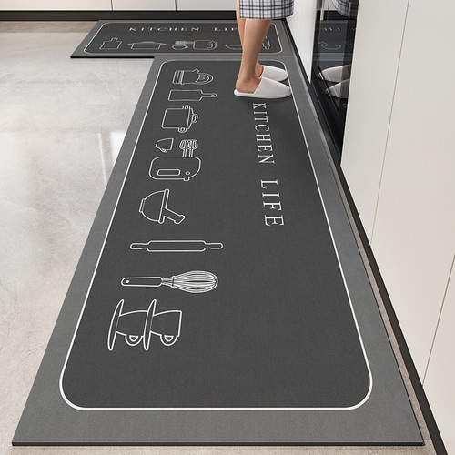 Household Kitchen Mat Oil-Proof Diatomaceous Earth Washable and Wash-Free Carpet Dustproof Waterproof Special Thick Anti-Slip Mat