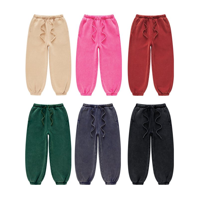 Pantalones deportivos de forro polar lavado para niños BE, colección otoño-invierno 2025, pantalones de forro polar de marca de moda para niños, holgados y modernos image 5