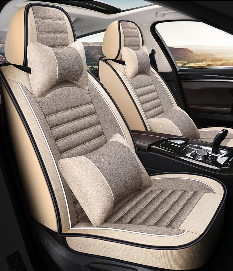 23 Years New All-Season Breathable Striped Linen Car Seat Cushion Wholesale Export from Physical Store