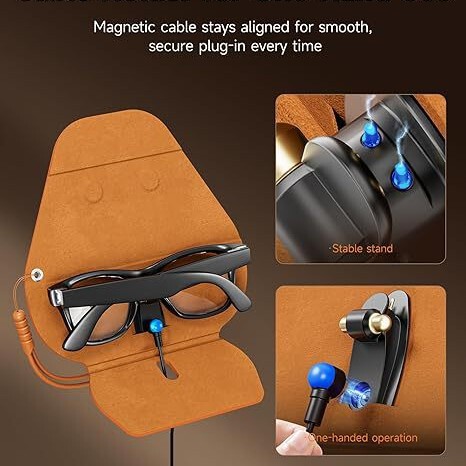 Cross-Border Mate Ray-Ban Portable Glasses Case with Magnetic Charging and Pu Leather Protective Cover