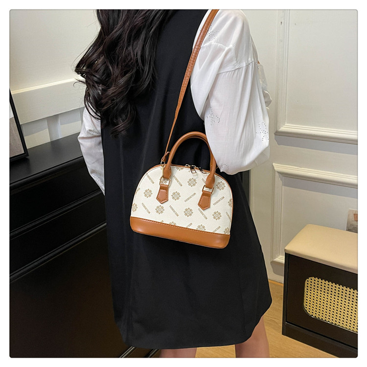 475g Weight Polyester Lining Material Women's PU Printing Elegant Vintage Style Shell Zipper Handbag Crossbody Bag
