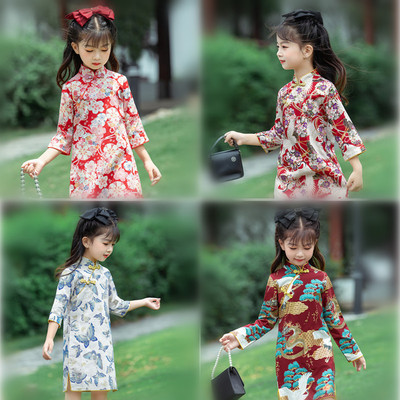 Children girls chinese dress Chinese style cheongsam dress for girls Tang suit Girl folk style princess fairy qipao dress costume