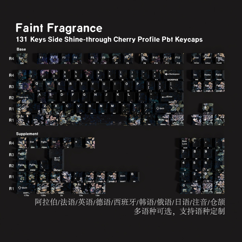 Jcm Dark Fragrance Double-Engraved Translucent Pbt Original 131-Key Keycaps with Korean, Russian, German, Western, and French Fonts Jcm Dark Fragrance Double-Engraved Translucent Pbt Original 131-Key Keycaps with Korean, Russian, German, Western, and French Fonts