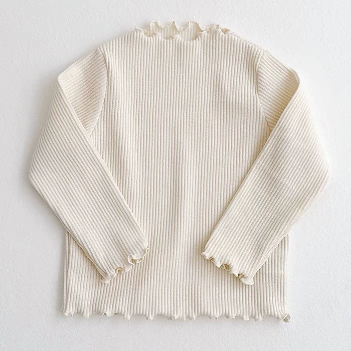 Девичья базовая футболка корейской версии детской одежды на весну нового стиля для маленьких и средних девочек, в полосочку, маленькие цветы, маленькие воротничок, универсальная top