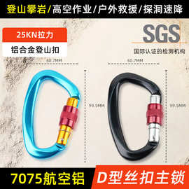 源头厂家户外攀岩扣25KN拉力扣主锁快挂D型航空铝登山扣弹簧扣