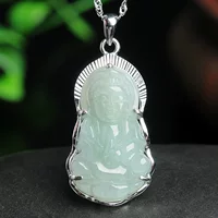 Jianyu S925 серебряный комплект с натуральным мьянманским нефритом Guanyin кулон ювелирный завод Live FC1010316