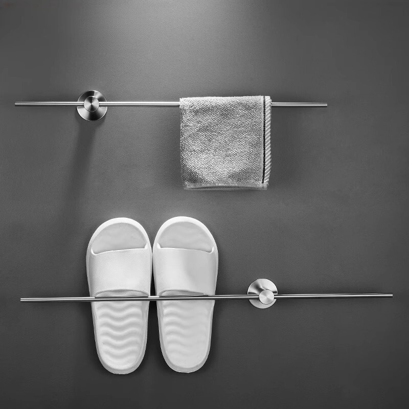 Towel Rod Stainless Steel 304 Slipper Rod Bathroom Toilet Toilet Hanging Rod Bright Color Single Rod Punch-Free Towel Rack