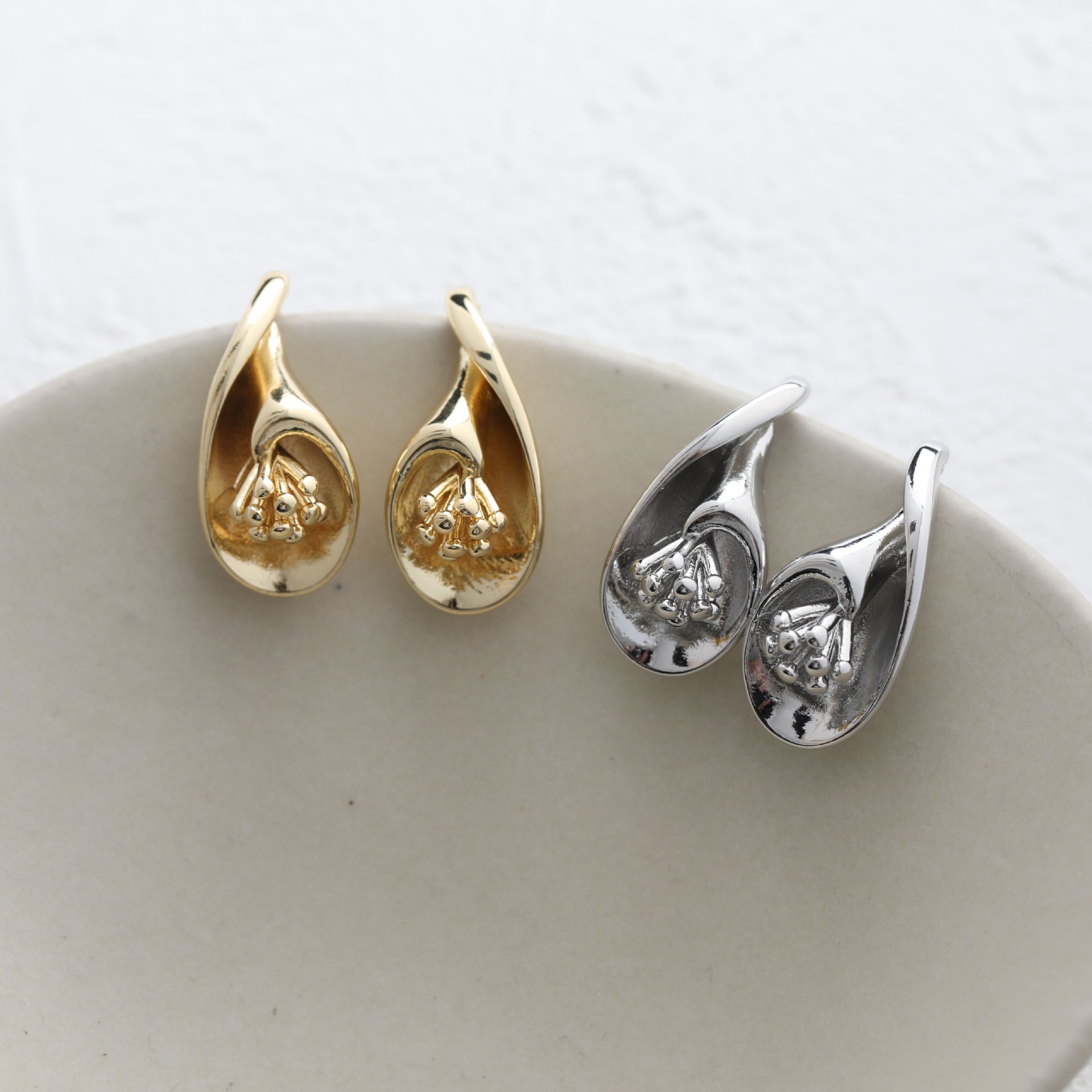 14K Electroplated Real Gold Color-Preserving Retro Morning Glory Earrings DIY Handmade Earrings Material Accessories