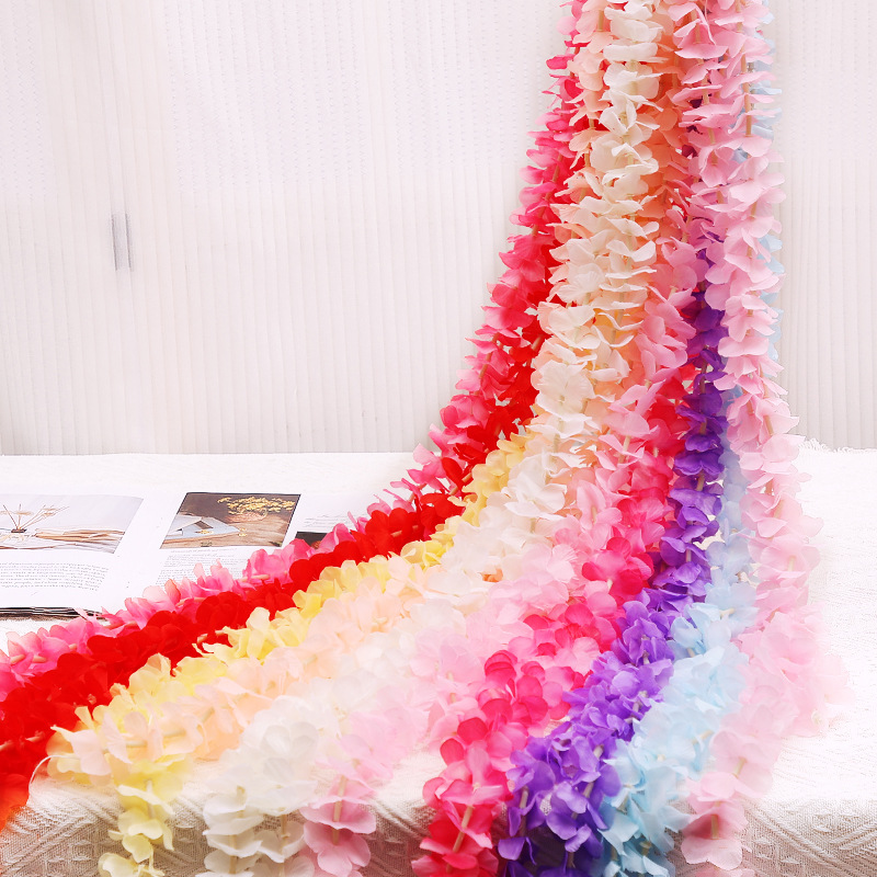 Boda flor cadena simulación Wisteria Hortensia vid decoración falsa flor ratán colgante de plástico Flor de seda Flor de techo